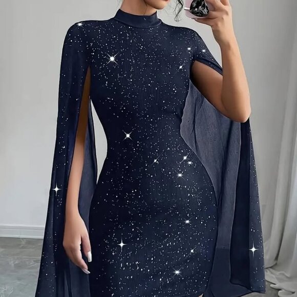 Brand New Elegant Sequin Bodycon Dress (Blue) - Picture 1 of 4